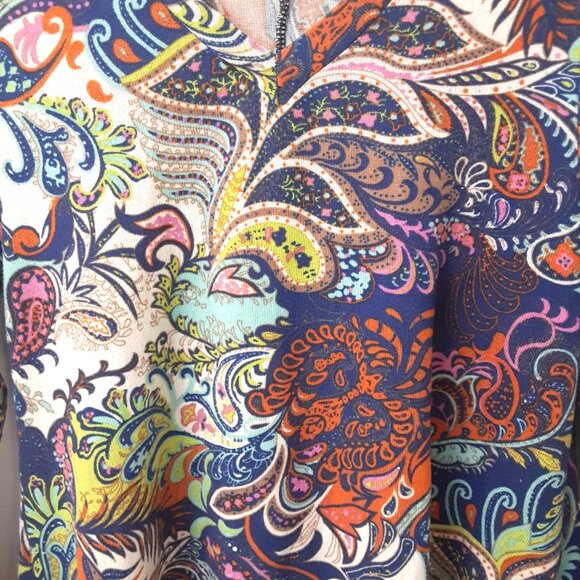 WinWin Flare Bottom Tunic S-M Peasant Gypsie Hippie Flare Sleeve Pullover V-Neck - Picture 6 of 9